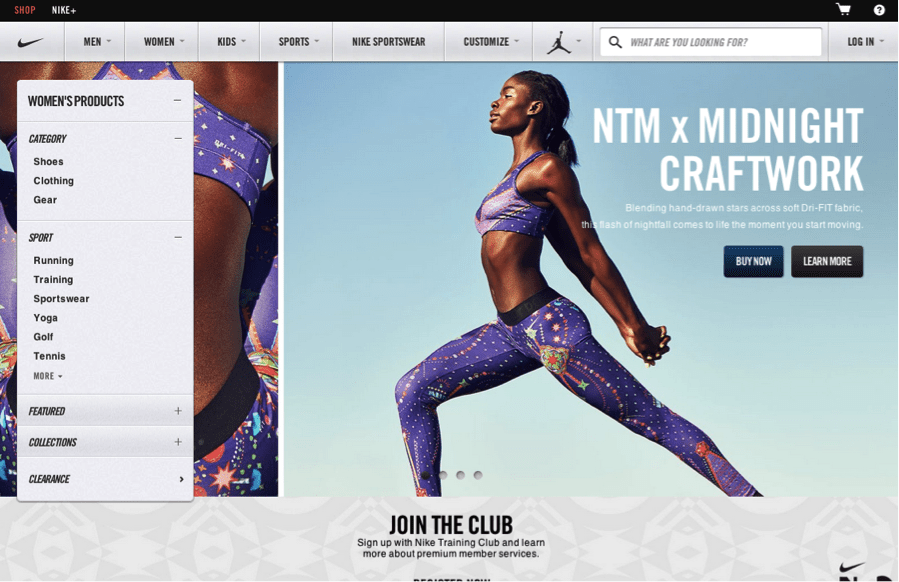 O design da Nike usa os exemplos de atletas para inspirar a compra de produtos. 