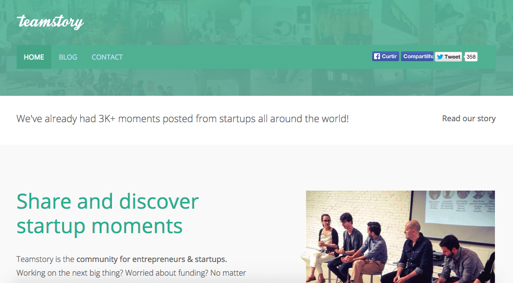 O Teamstory é uma rede social para aproximar startups e empreendedores.